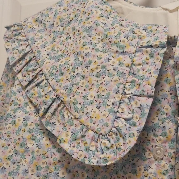 Flower Print Ruffle-Collar Shirt Jacket - Picture 6 of 7